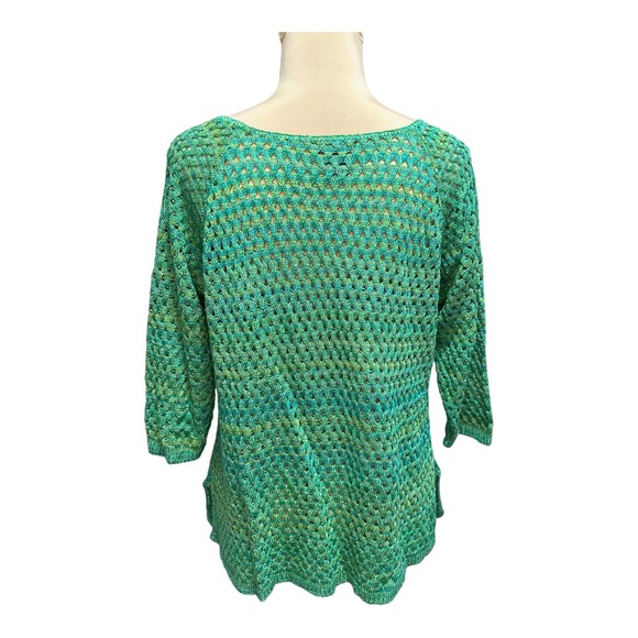 New Directions Boat Neck Green Loose Knit Sweater, Size LP - Picture 3 of 4
